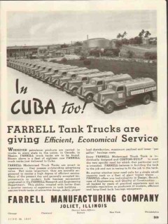 farrell mfg company 1937 cuba tank trucks efficient service vintage ad