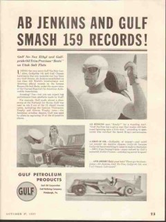 gulf oil corp 1937 ab jenkins smash records no-nox gasoline vintage ad