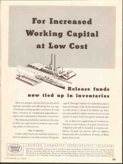 Lawrence System 1937 Vintage Ad Increased Working Capital Low Cost