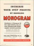 New York Lubricating Oil Company 1937 Vintage Ad Monogram Profits