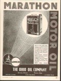 Ohio Oil Company 1937 Vintage Ad Linco Marathon Motor Change Gasoline Ohio Oil Company 1937 Vintage Ad Linco Marathon Motor Change Gasoline