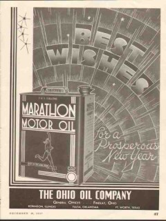 Ohio Oil Company 1937 Vintage Ad Marathon Best Wishes Prosper New Year Ohio Oil Company 1937 Vintage Ad Marathon Best Wishes Prosper New Year