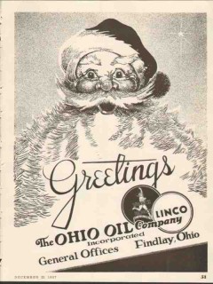 Ohio Oil Company 1937 Vintage Ad Linco Marathon Santa Claus Greetings Ohio Oil Company 1937 Vintage Ad Linco Marathon Santa Claus Greetings