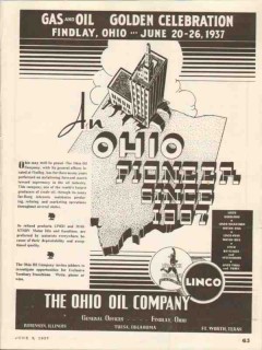 Ohio Oil Company 1937 Vintage Ad Linco Marathon Gas Golden Celebration