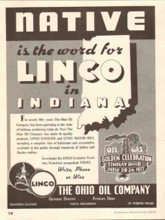 Ohio Oil Company 1937 Vintage Ad Linco Marathon Native IN Gasoline Ohio Oil Company 1937 Vintage Ad Linco Marathon Native IN Gasoline