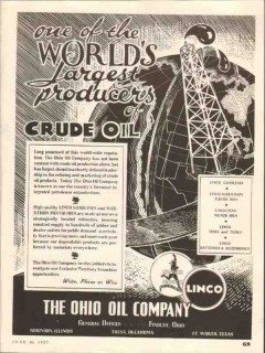 Ohio Oil Company 1937 Vintage Ad Linco Marathon World Largest Producer Ohio Oil Company 1937 Vintage Ad Linco Marathon World Largest Producer