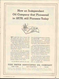 tide water associated oil company 1937 independent pioneer vintage ad tide water associated oil company 1937 independent pioneer vintage ad