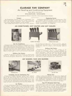 Clarage Fan Company 1936 Vintage Catalog Heater Air Conditioner Cooler