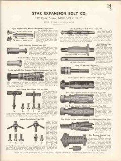 Star Expansion Bolt Company 1936 Vintage Catalog Anchor Shield Toggle