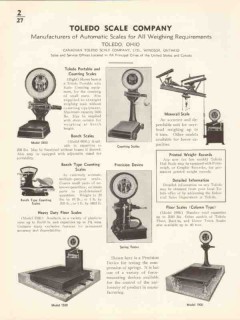 Toledo Scale Company 1936 Vintage Catalog Weighing Bench Counting Toledo Scale Company 1936 Vintage Catalog Weighing Bench Counting