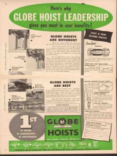 globe hoist company 1956 leadership frame-kontact benefits vintage ad globe hoist company 1956 leadership frame-kontact benefits vintage ad