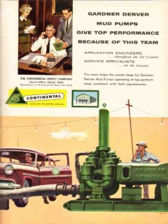 Continental Supply Company 1955 Vintage Ad Oil Gardner-Denver Mud Pump