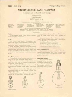 Westinghouse Lamp Company 1916 Vintage Catalog Incandescent Mazda