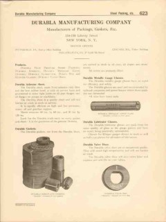Durabla Mfg Company 1916 Vintage Catalog Gasket Asbestos Sheet Glasses