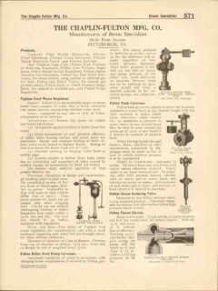 Chaplin-Fulton Mfg Company 1916 Vintage Catalog Feed Water Regulator Chaplin-Fulton Mfg Company 1916 Vintage Catalog Feed Water Regulator