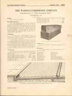 Waring-Underwood Company 1916 Vintage Catalog Ideal Expansion Joint