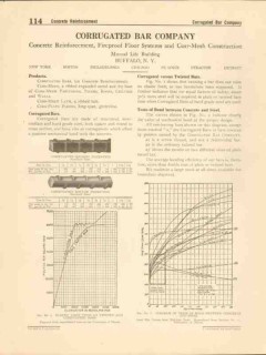Corrugated Bar Company 1916 Vintage Catalog Concrete Reinforcement