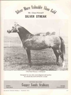 copper sands arabians 1972 silver streak real mccoy horse vintage ad