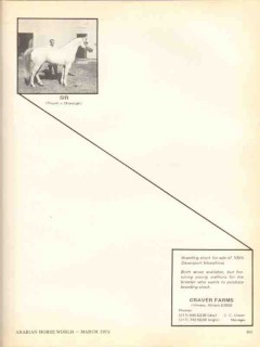 craver farms 1972 sir tripoli dharebah equestrian horse vintage ad