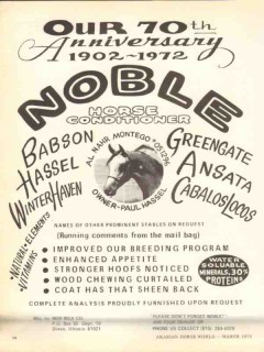 mor milk company 1972 nobel horse conditioner 70th anniv vintage ad