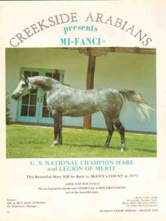 creekside arabians 1972 mi-fanci mccoys count equestrian vintage ad