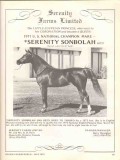 serenity farms limited 1972 sonbolah sabra luftia horse vintage ad
