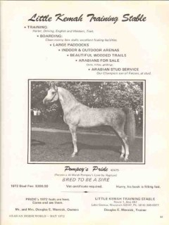 little kemah training stable 1972 pompeys pride equestrian vintage ad
