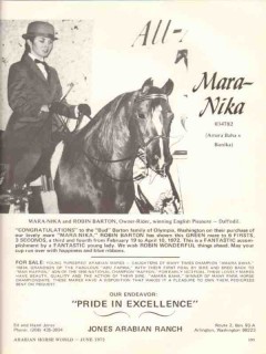 jones arabian ranch 1972 mara-nika robin barton horse vintage ad