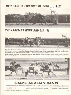 simms arabian ranch 1972 scottsdale az equestrian racing vintage ad