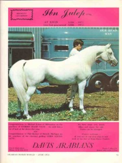 Davis Arabians 1972 Ibn Julep Stormy Lord Alexis stud horse vintage ad
