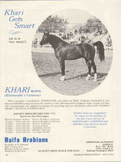 haifa arabians 1972 khari khemosabi carinosa stud horse vintage ad
