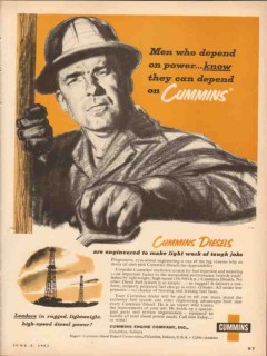 Cummins Engine Company 1953 Vintage Ad Diesel Power Oilfield Men Know