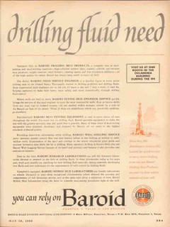 National Lead Company 1953 Vintage Ad Oil Baroid Drilling Fluid Need