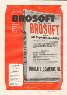 brolite company 1959 brosoft all-vegetable emulsifier flour vintage ad brolite company 1959 brosoft all-vegetable emulsifier flour vintage ad