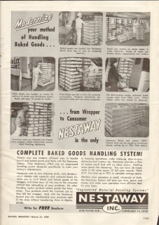 nestaway inc 1959 complete baked goods handling system vintage ad nestaway inc 1959 complete baked goods handling system vintage ad