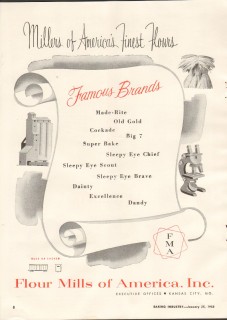 flour mills of america inc 1958 famous brands bakery supply vintage ad flour mills of america inc 1958 famous brands bakery supply vintage ad
