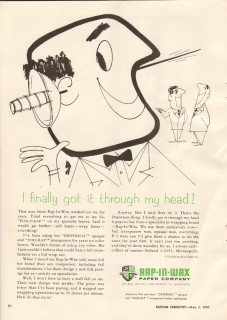 rap-in-wax paper company 1958 foil-o-rap through head vintage ad rap-in-wax paper company 1958 foil-o-rap through head vintage ad