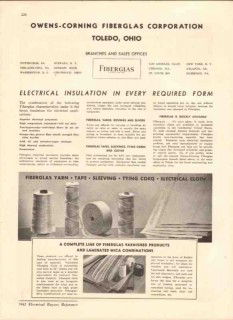 Owens-Corning Fiberglas Corp 1942 Vintage Catalog Insulation Electric