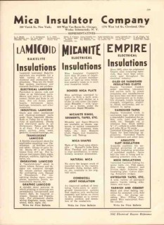 Mica Insulator Company 1942 Vintage Catalog Lamicoid Micanite Empire