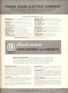 Frank Adam Electric Company 1943 Vintage Catalog Panelboards Breakers