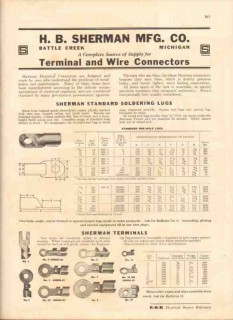 H B Sherman Mfg Company 1943 Vintage Catalog Terminal Wire Connectors
