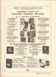 Ward Leonard Electric Company 1943 Vintage Catalog Control Devices