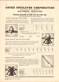 Locke Insulator Corp 1943 Vintage Catalog Porcelain Switch Bus Type