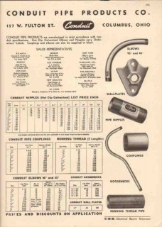 Conduit Pipe Products Company 1944 Vintage Catalog Nipples Elbows