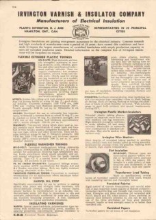 Irvington Varnish Insulator Company 1944 Vintage Catalog Irv-O-Lite