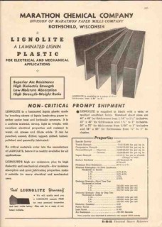 Marathon Chemical Company 1944 Vintage Catalog Lignolite Plastic Paper