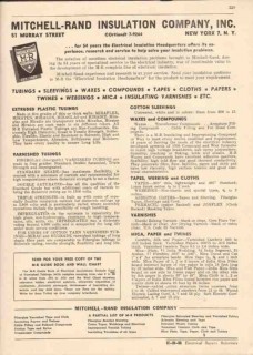 Mitchell-Rand Insulation Company 1944 Vintage Catalog Tubings Sleeving