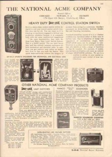 National Acme Company 1944 Vintage Catalog Control Switches Snap-Lock