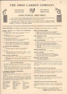 Ohio Carbon Company 1944 Vintage Catalog Industrial Brushes Motors