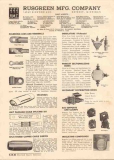 Rusgreen Mfg Company 1944 Vintage Catalog Solderless Lugs Terminals